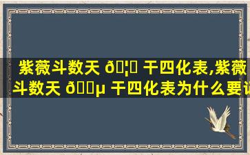 紫薇斗数天 🦄 干四化表,紫薇斗数天 🌵 干四化表为什么要记住